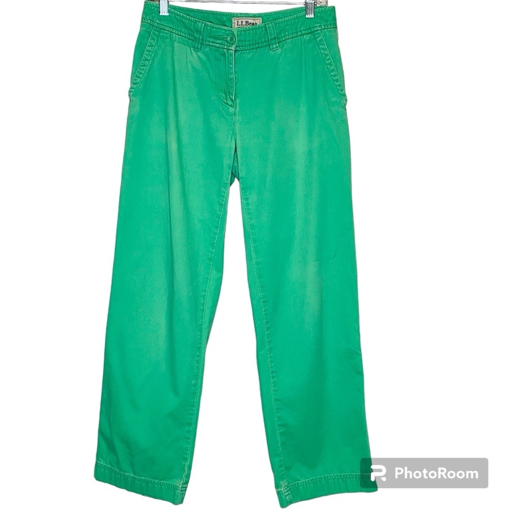 L.L. Bean Favorite Fit Straight Leg Kelly Green 100% Cotton Chinos Pant 6 Reg